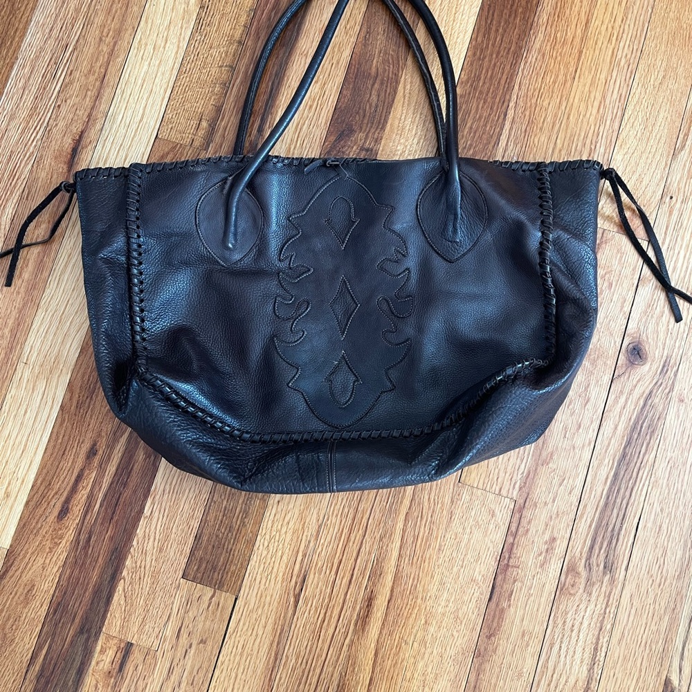 Chic Chocolate Brown Leather Tote Bag